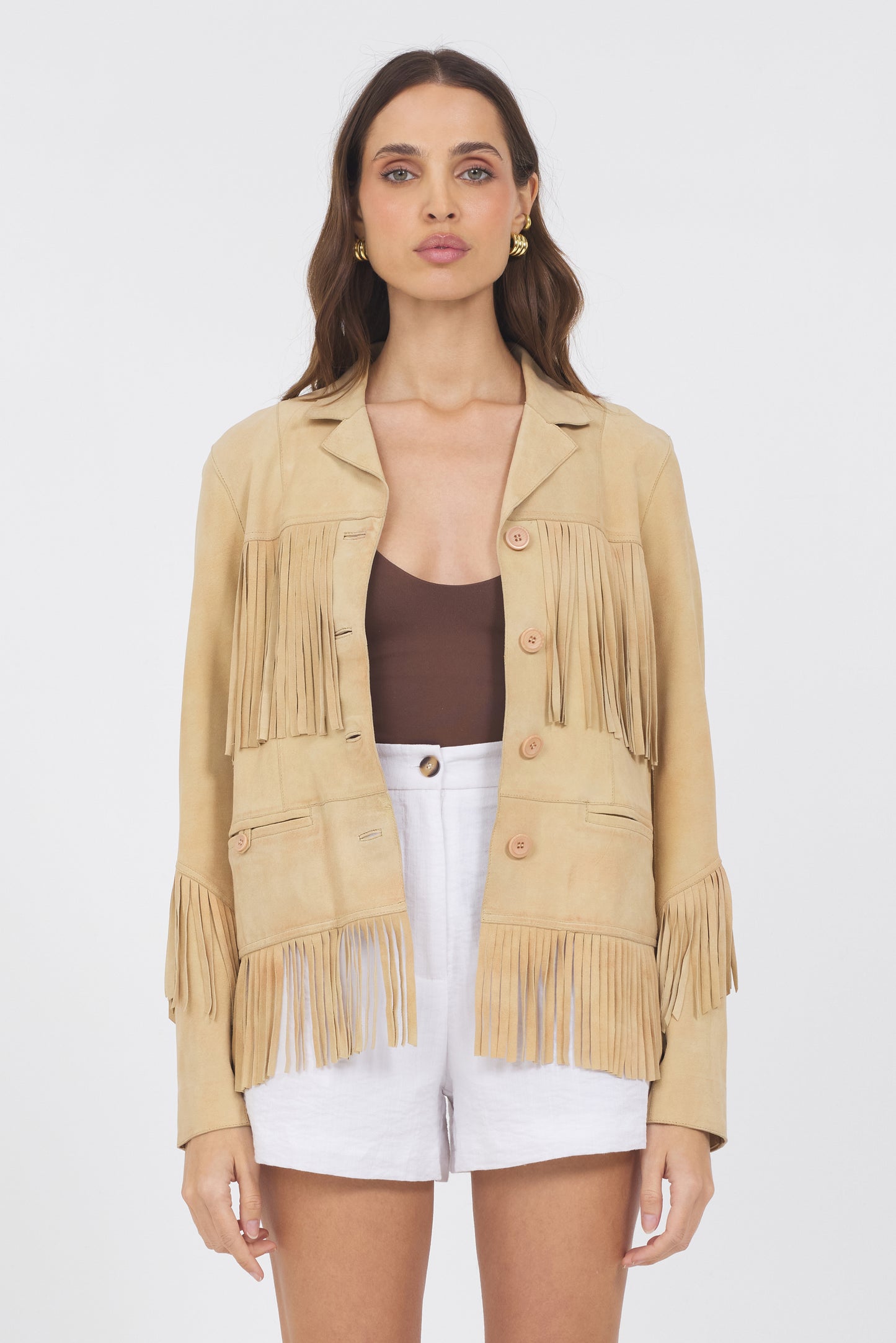 Annie Waxed Suede Jacket Chamois
