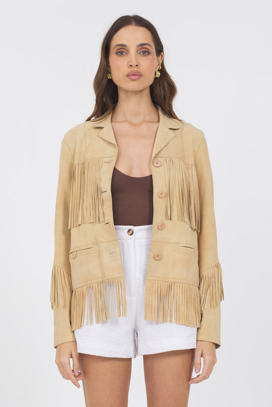 Annie Waxed Suede Jacket Chamois