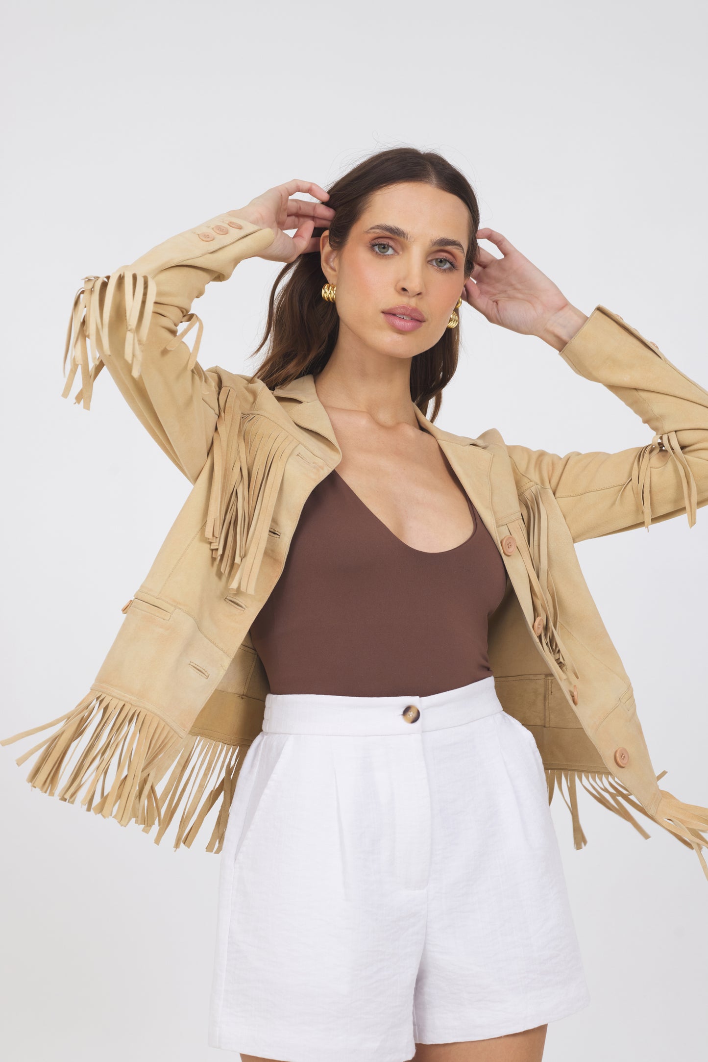 Annie Waxed Suede Jacket Chamois