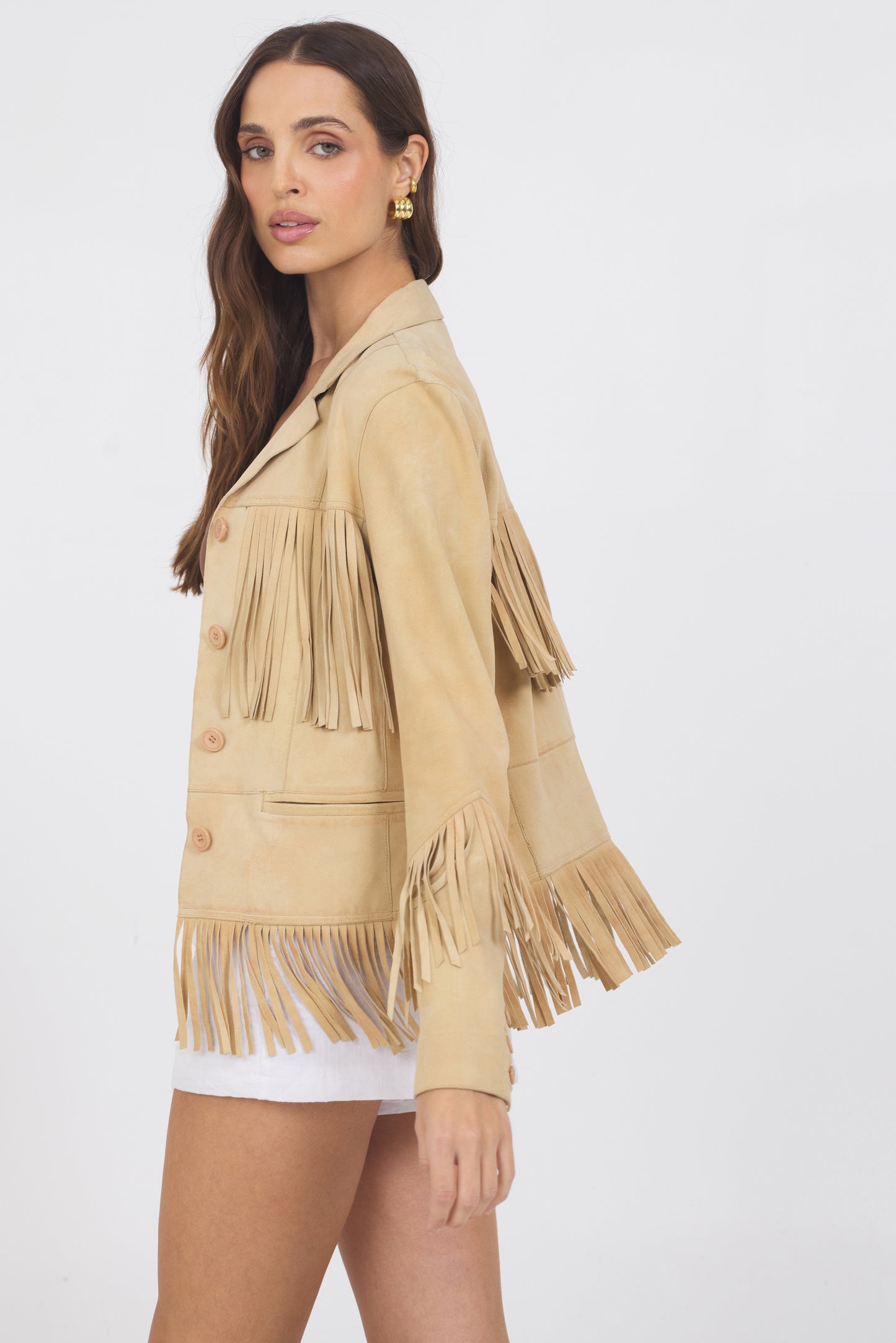 Annie Waxed Suede Jacket Chamois
