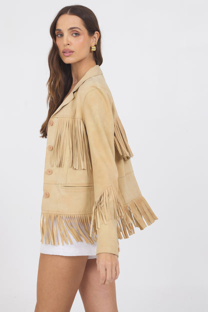 Annie Waxed Suede Jacket Chamois