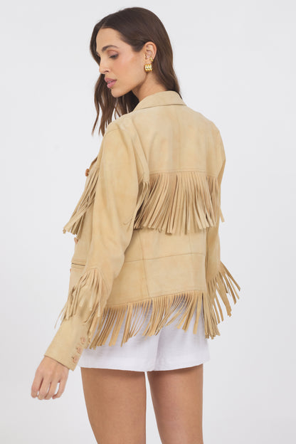 Annie Waxed Suede Jacket Chamois