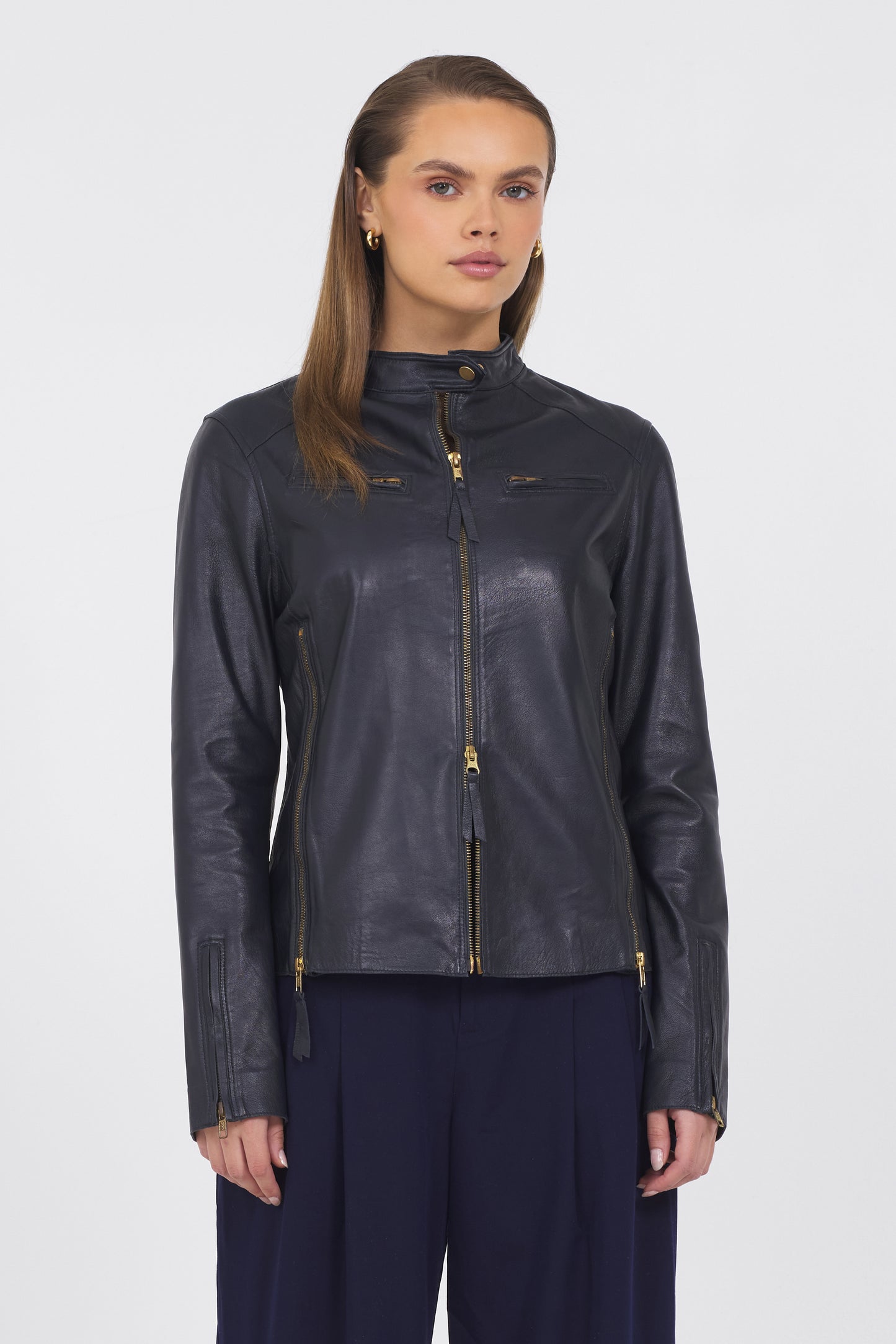Vespa Vintage Leather Jacket Midnight