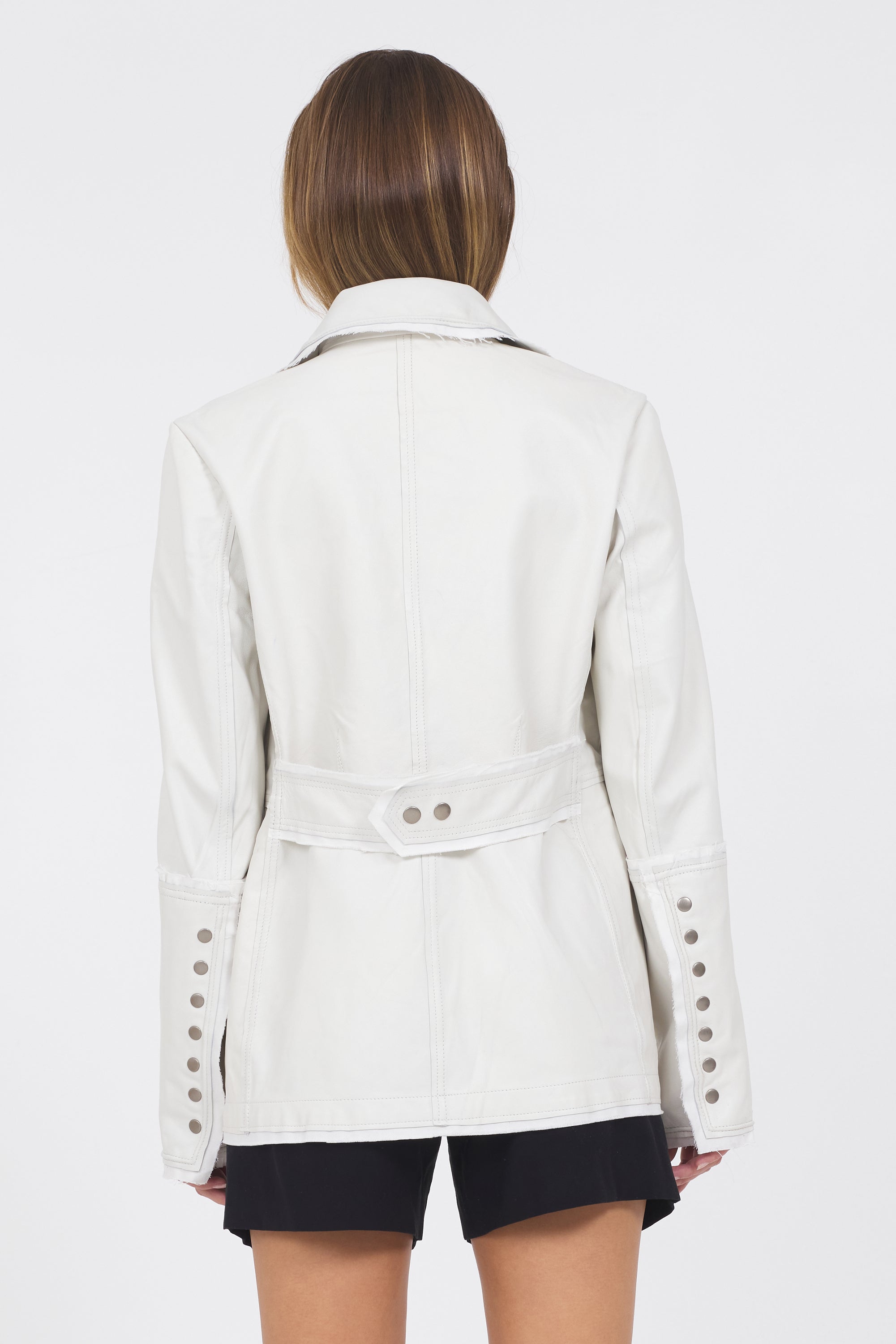 Women's Washed Leather Jacket | Meryl in White — Jakett New York