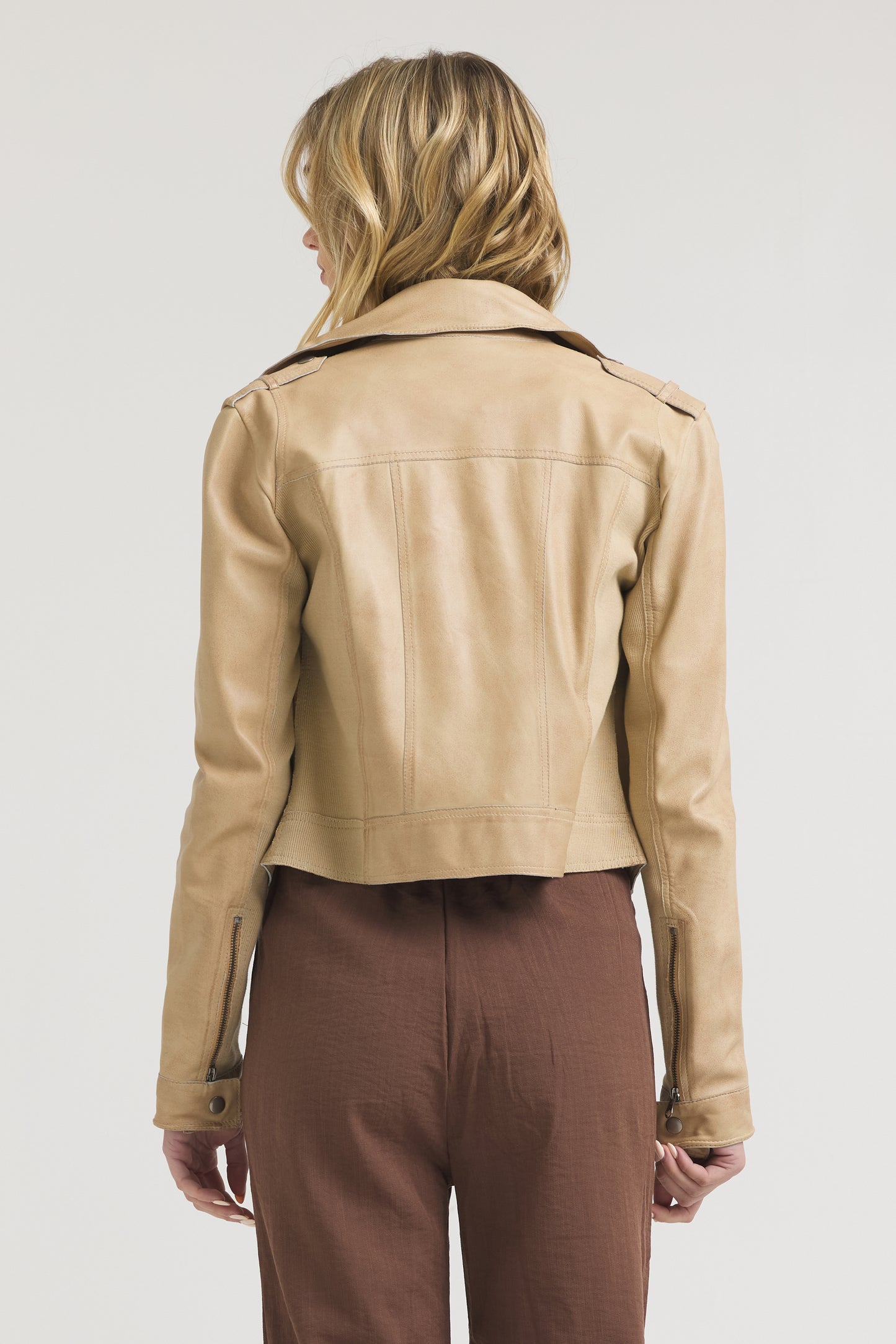 Piper Patina Leather Jacket Sand