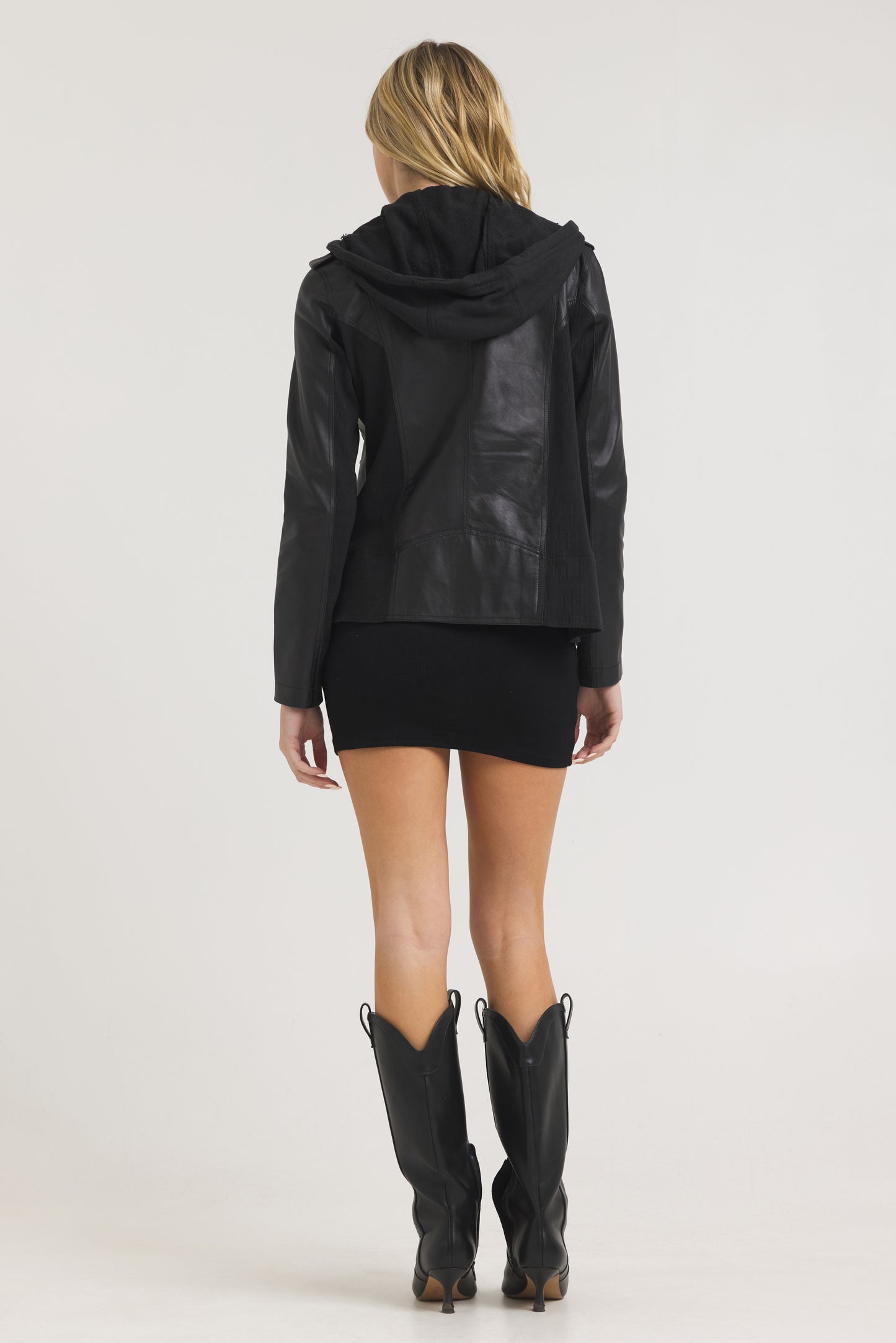 Hannah Burnished Leather Jacket Black