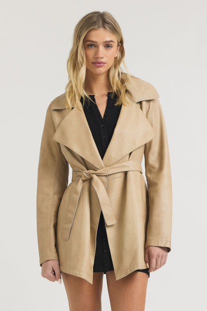 Freya Patina Leather Jacket Sand
