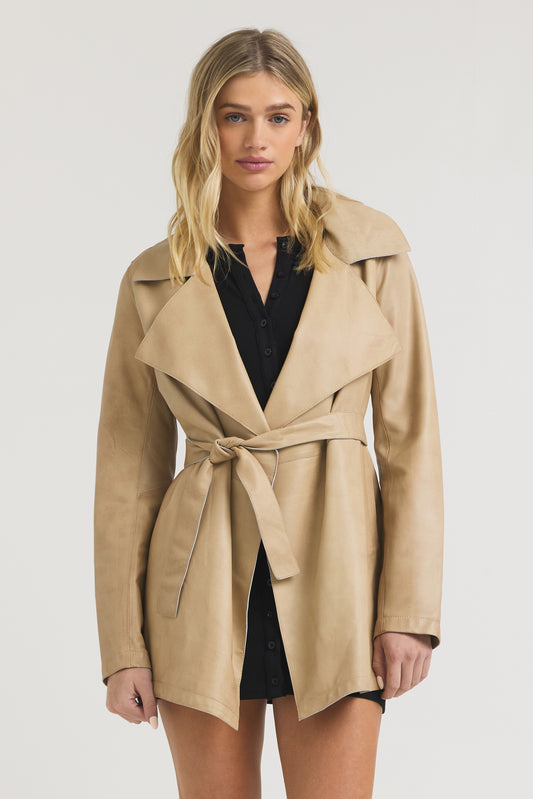 Freya Patina Leather Jacket Sand