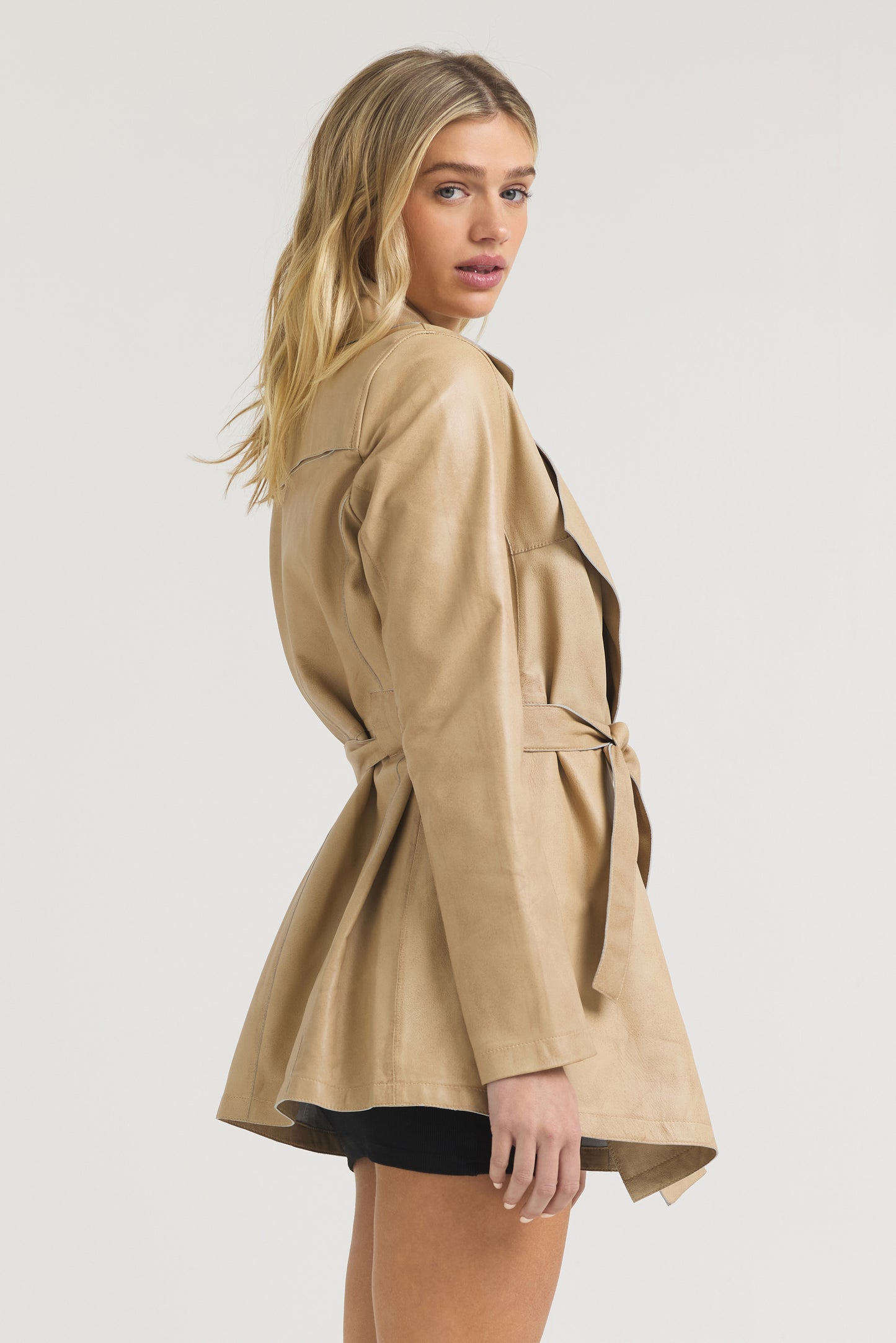 Freya Patina Leather Jacket Sand