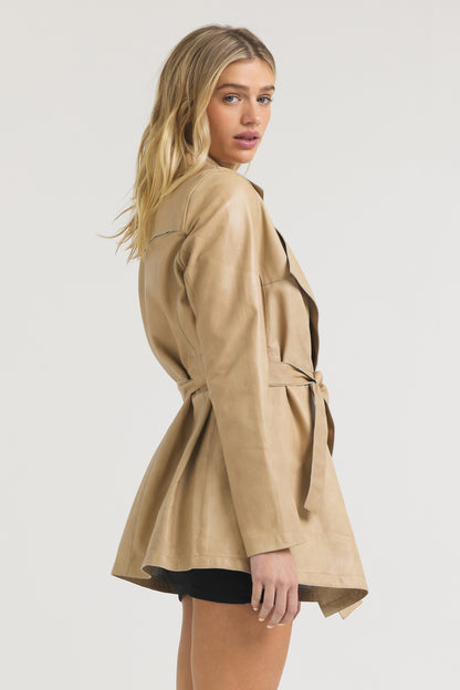 Freya Patina Leather Jacket Sand