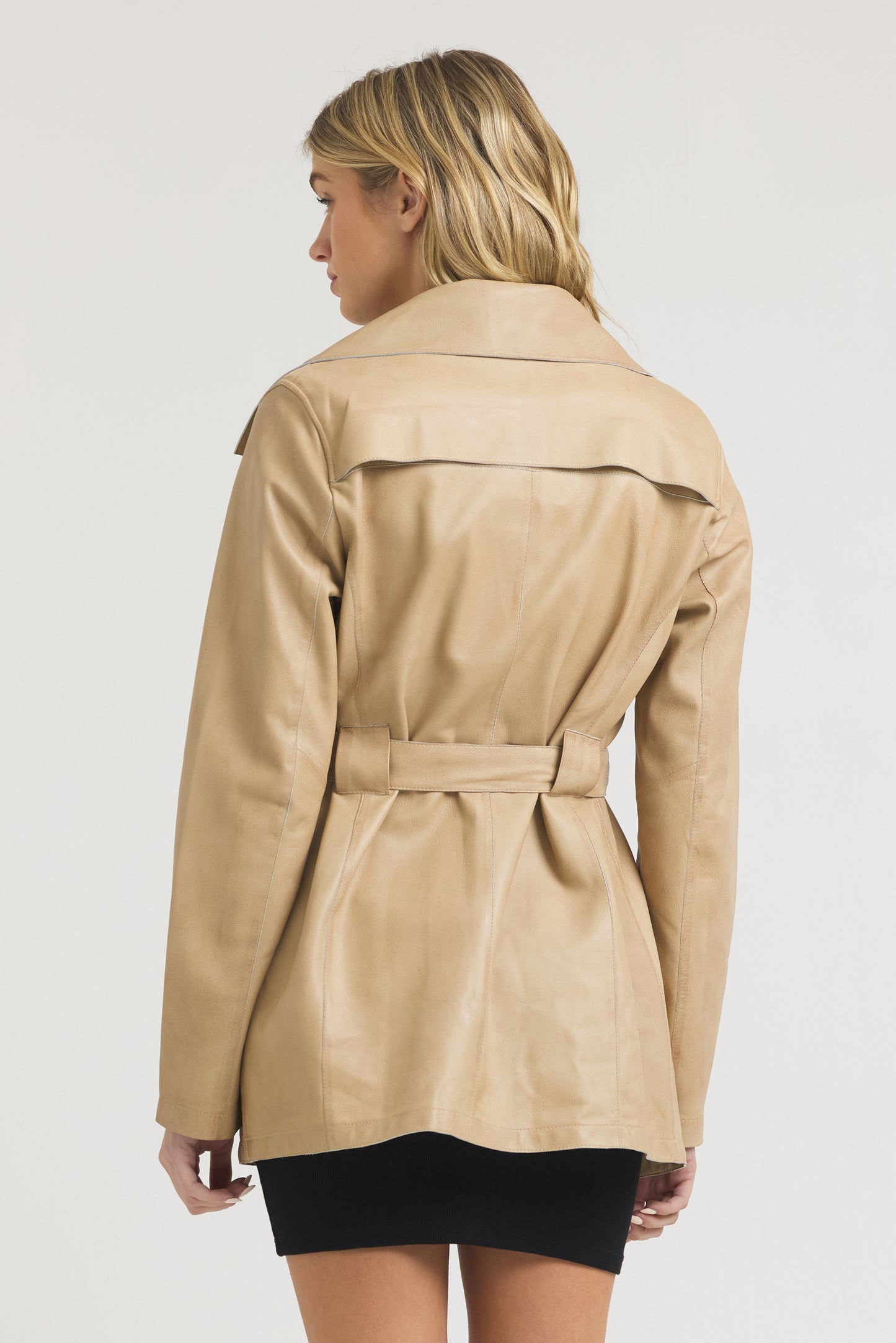 Freya Patina Leather Jacket Sand