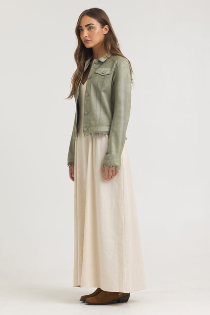 Alexa Patina Leather Jacket Celadon