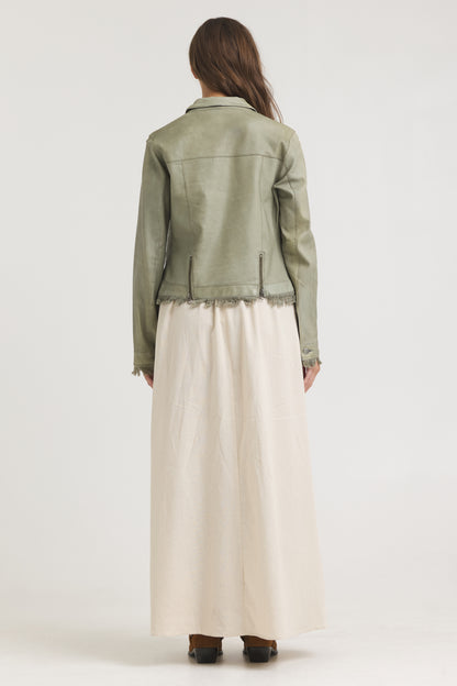 Alexa Patina Leather Jacket Celadon