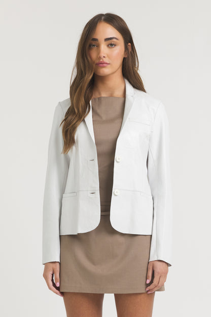 Allison Burnished Leather Jacket White