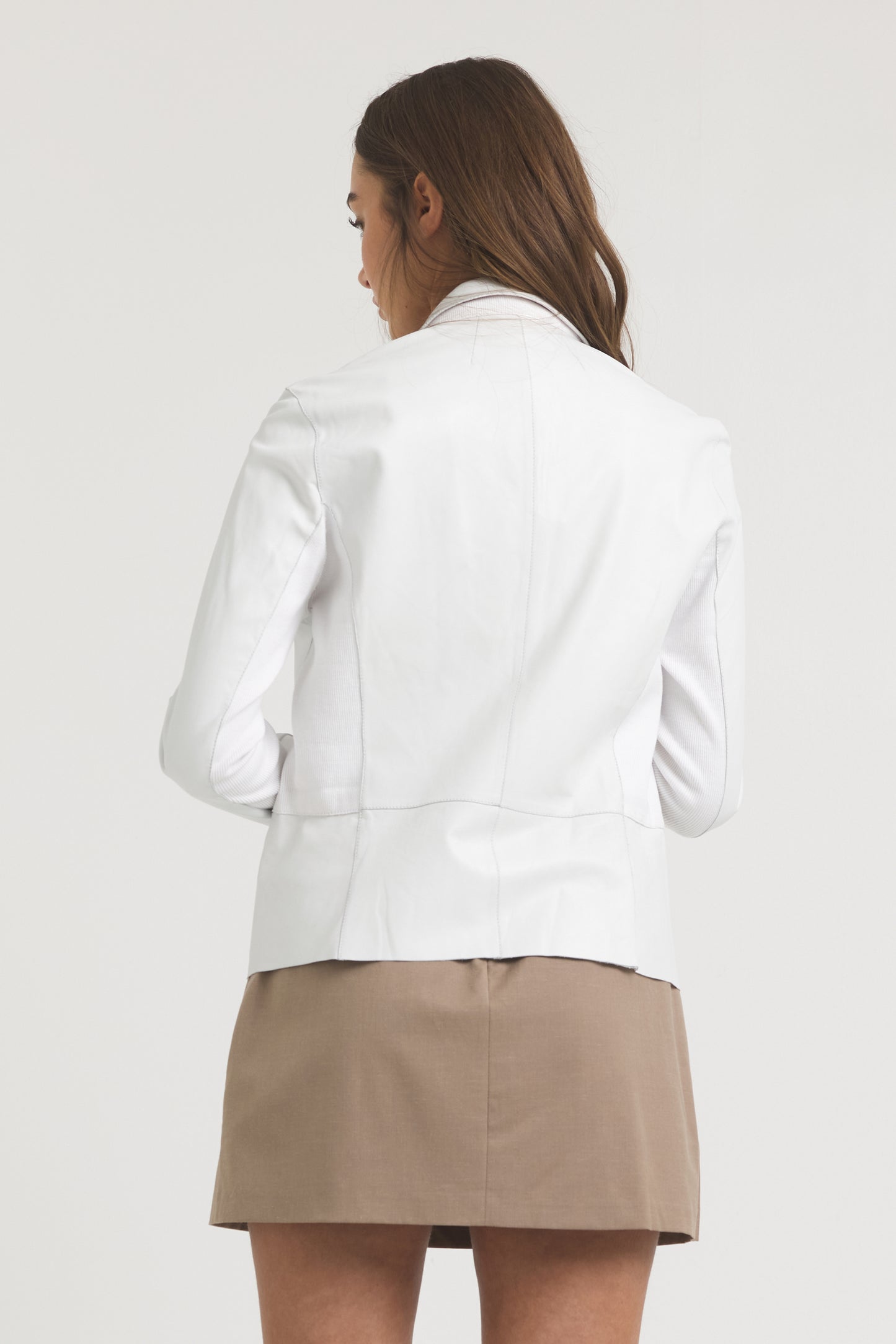 Allison Burnished Leather Jacket White