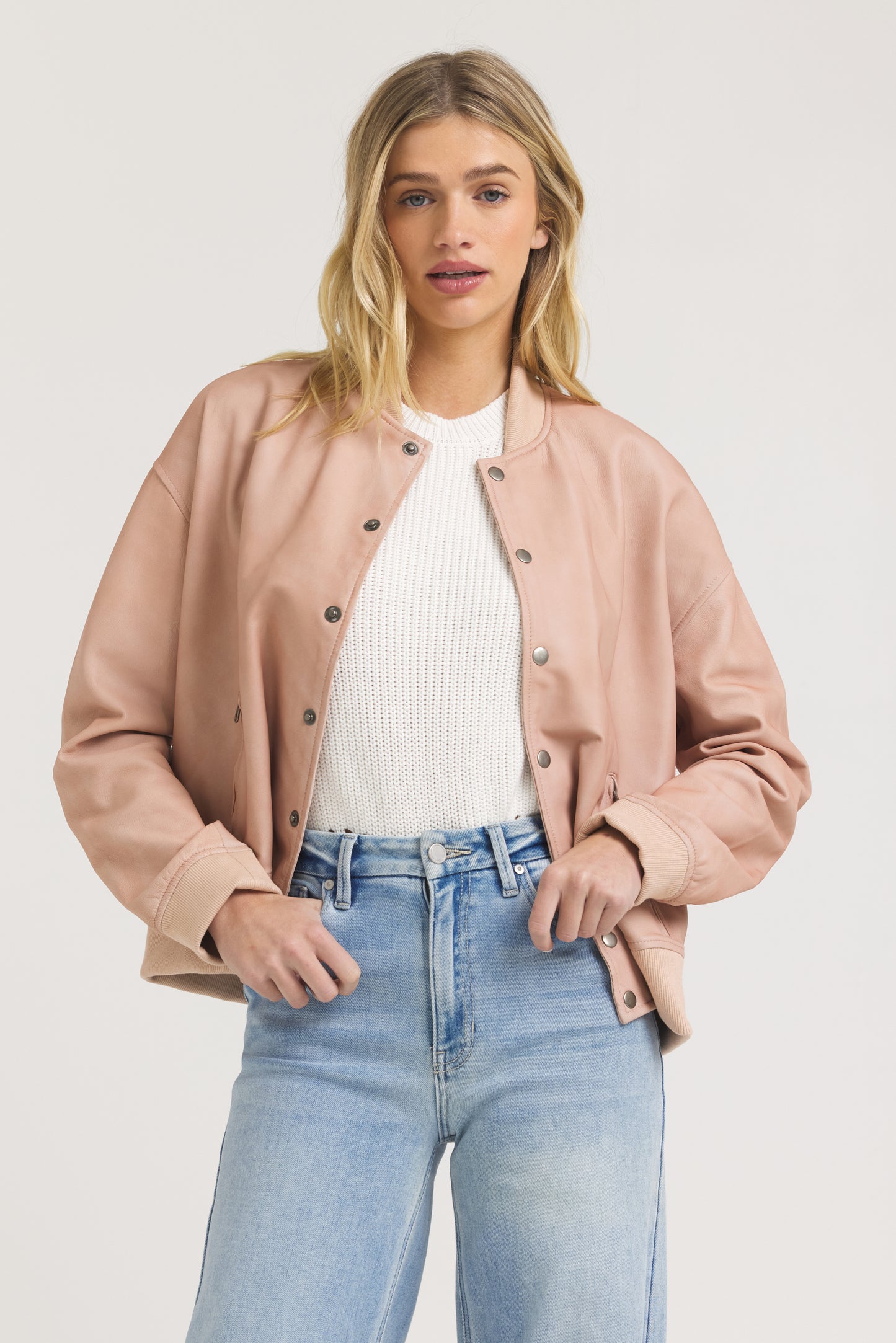Fallon Patina Leather Jacket Pink