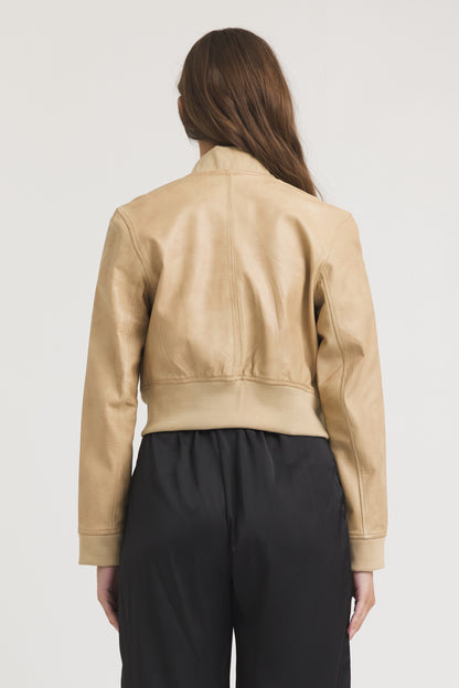 Collins Patina Leather Jacket Sand