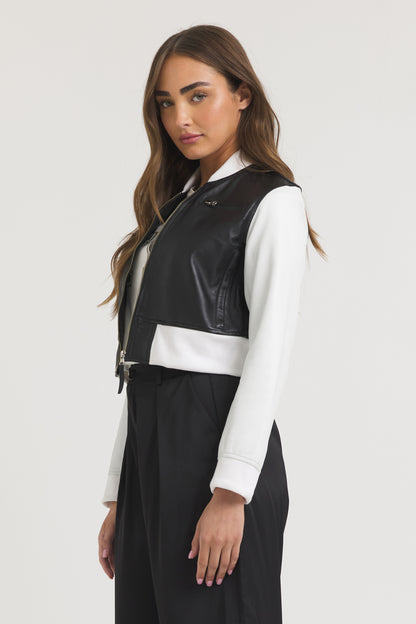 Collins Burnished Leather Jacket Black/White