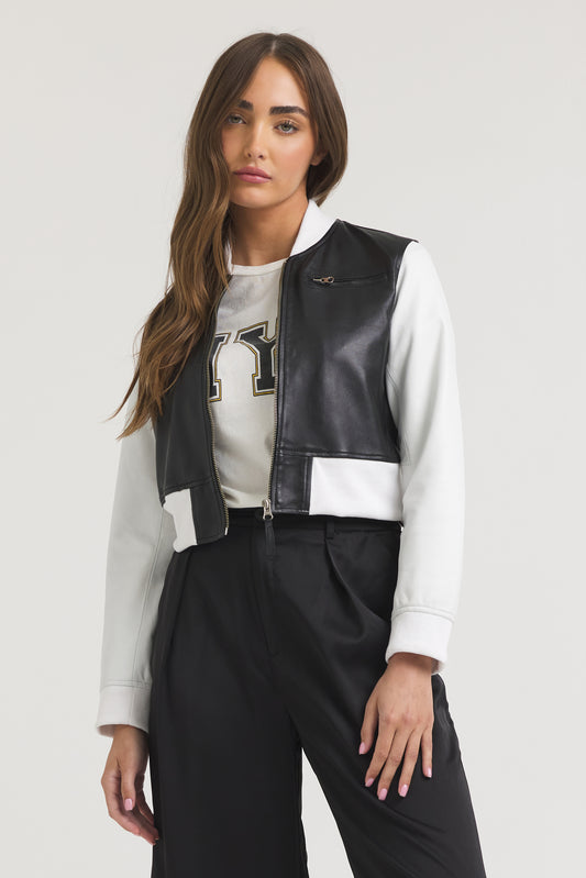 Collins Burnished Leather Jacket Black/White