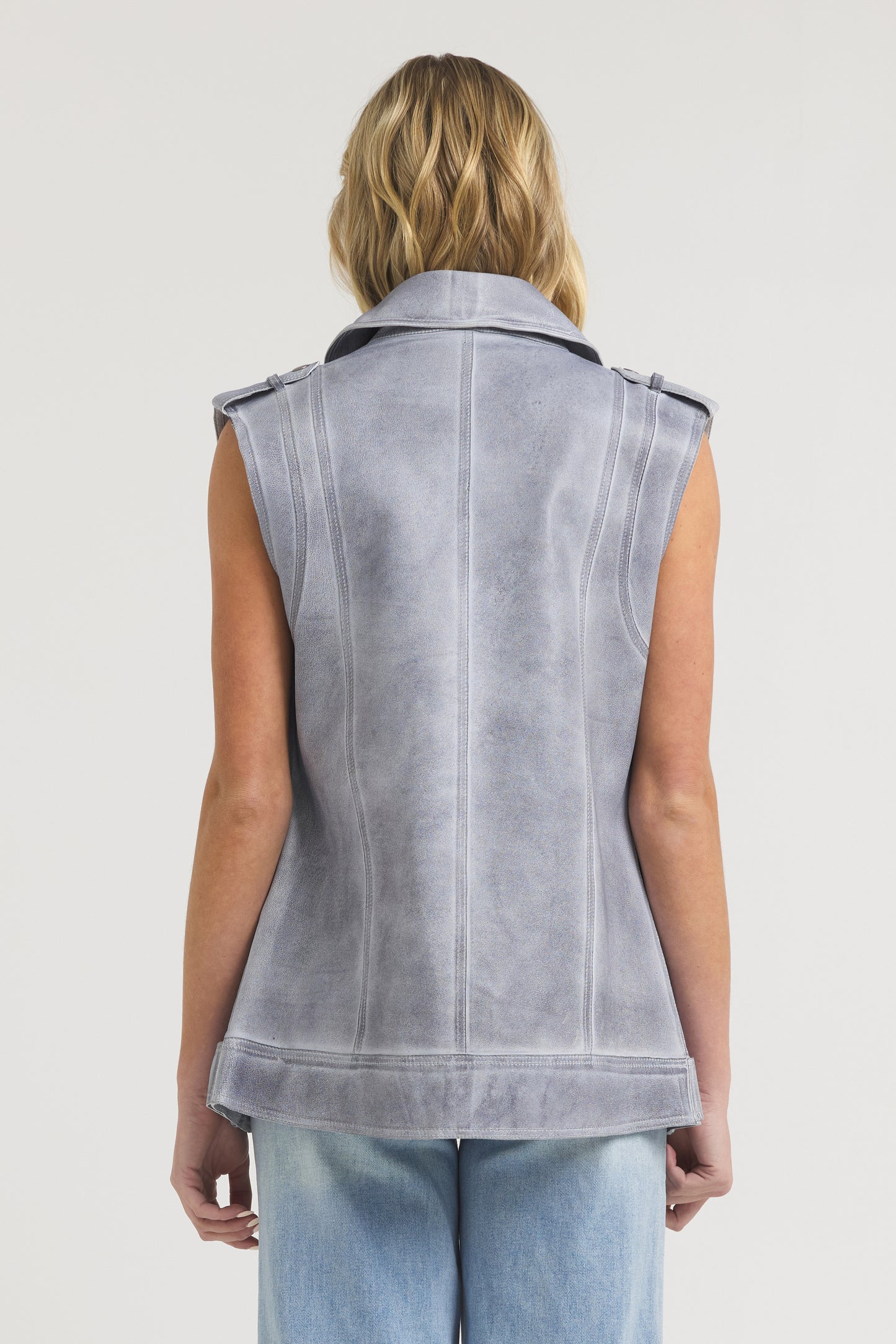 Angela Patina Leather Jacket Blueberry