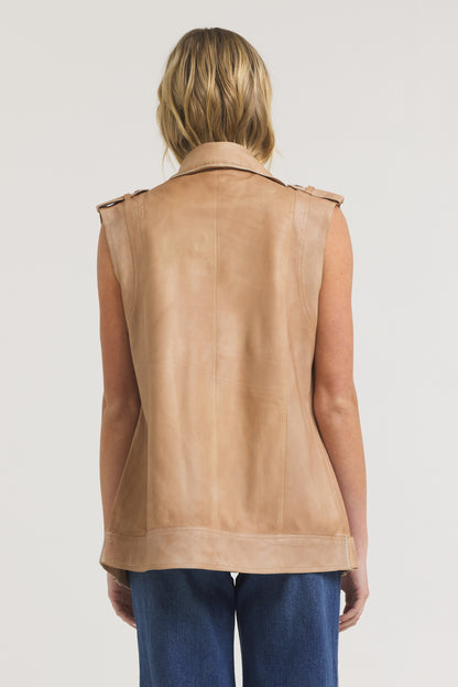Angela Patina Leather Jacket Au Lait