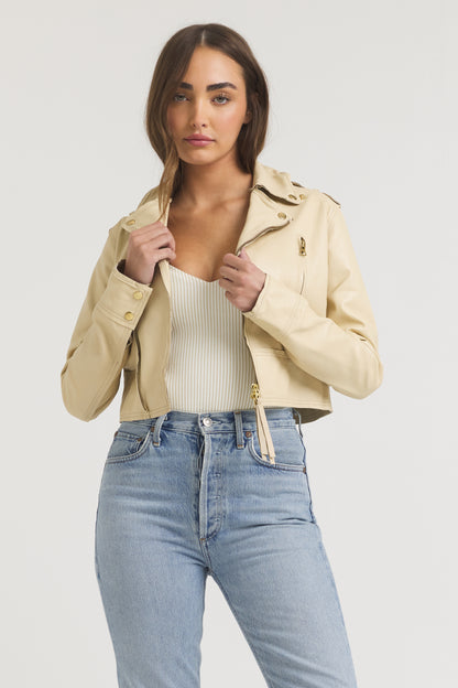 Erin Burnished Leather Jacket Butter