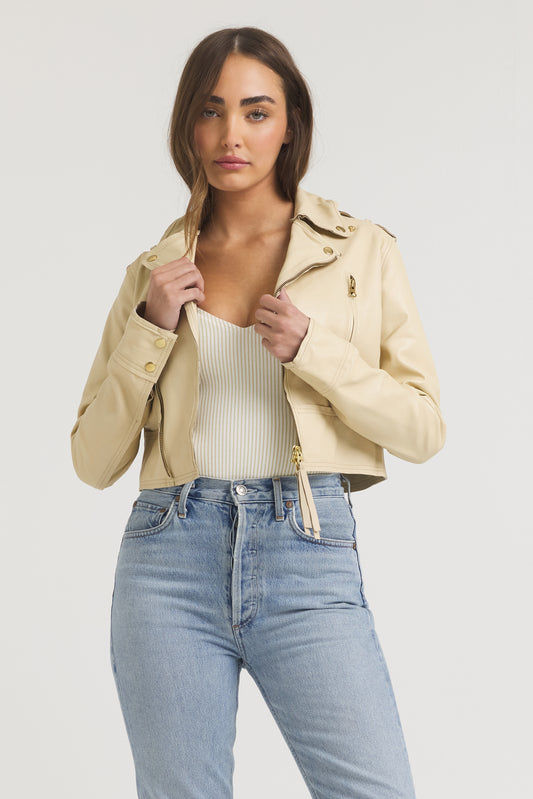 Erin Burnished Leather Jacket Butter