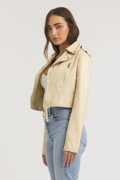 Erin Burnished Leather Jacket Butter