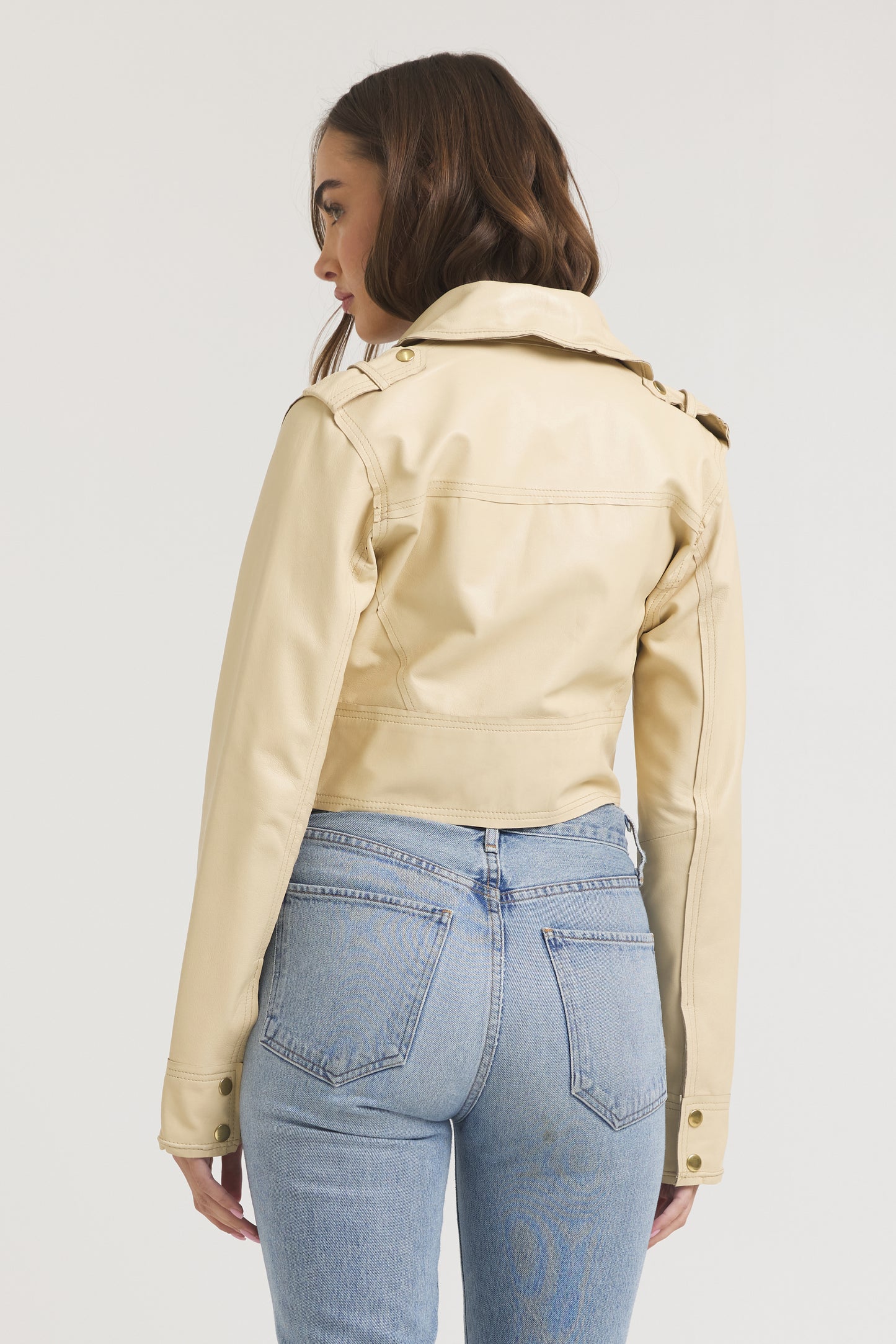 Erin Burnished Leather Jacket Butter