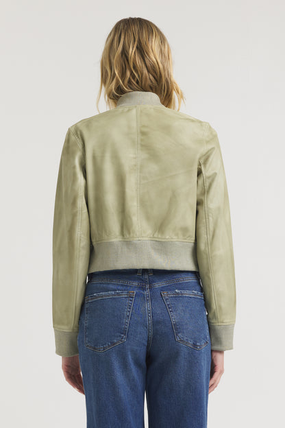 Collins Patina Leather Jacket Celadon