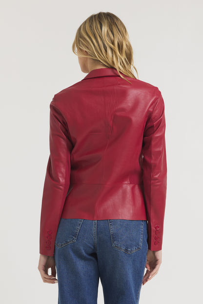 Allison Burnished Leather Jacket Red