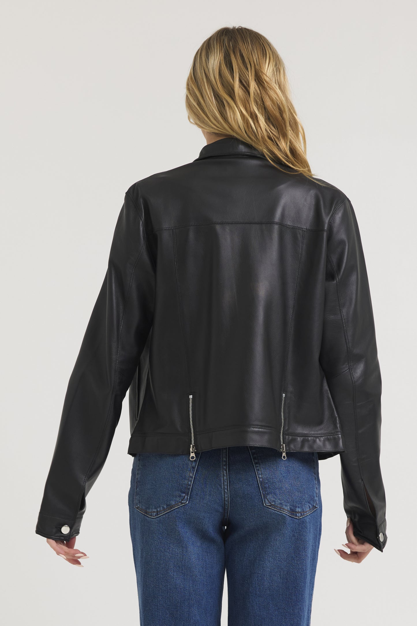 Alexa Burnished Leather Jacket Black