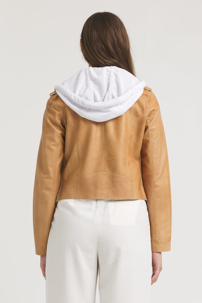 Molly Patina Leather Jacket Sand