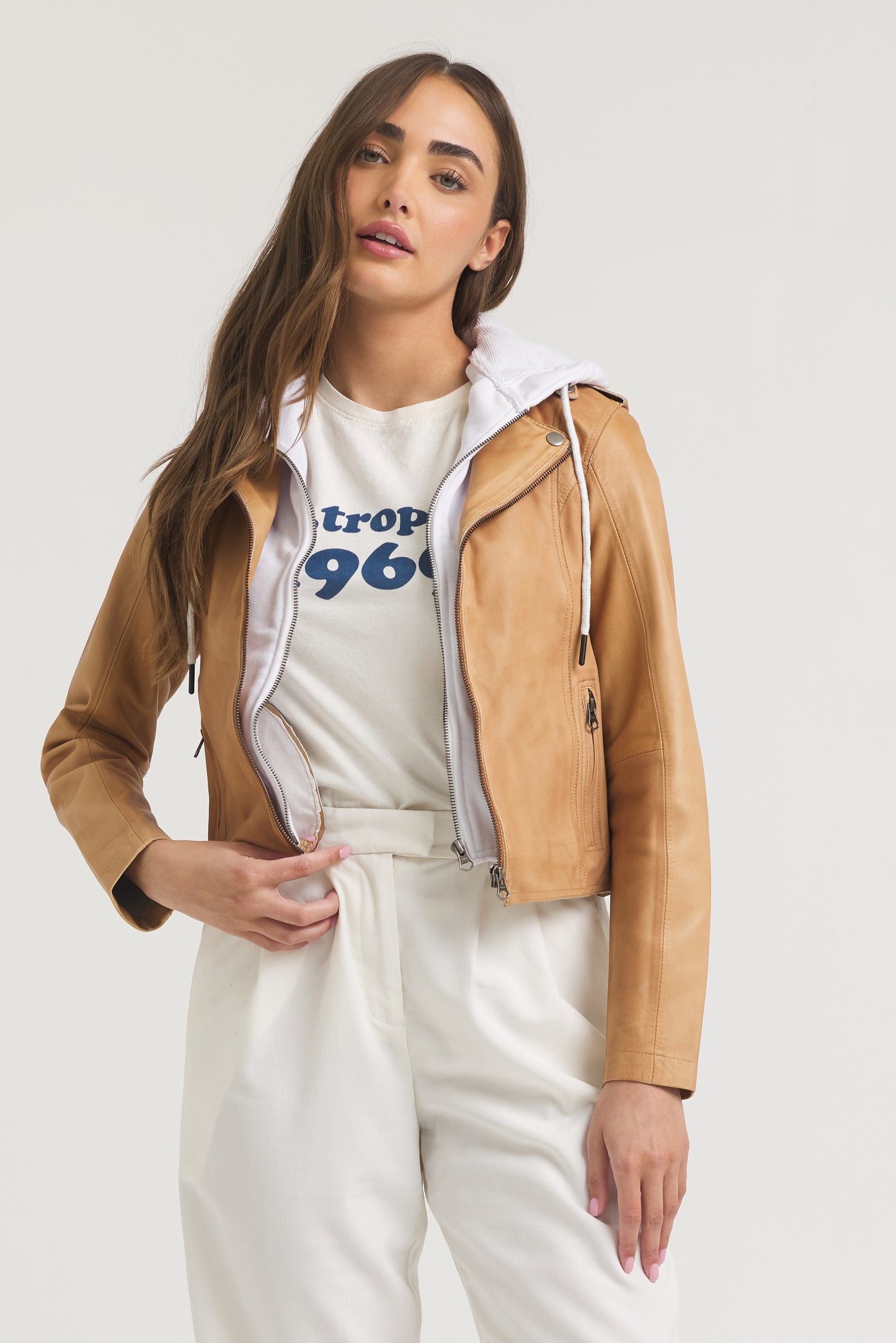 Molly Patina Leather Jacket Sand