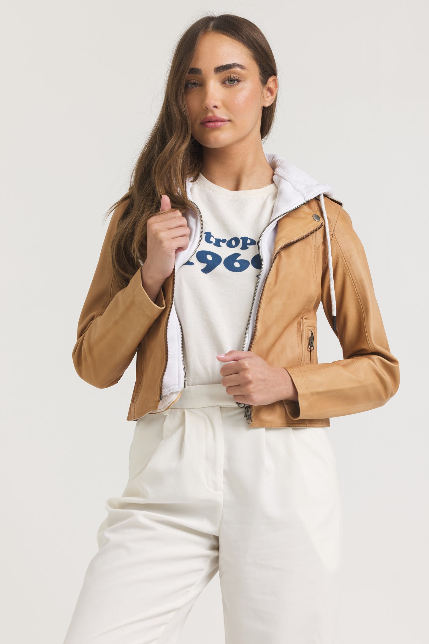 Molly Patina Leather Jacket Sand