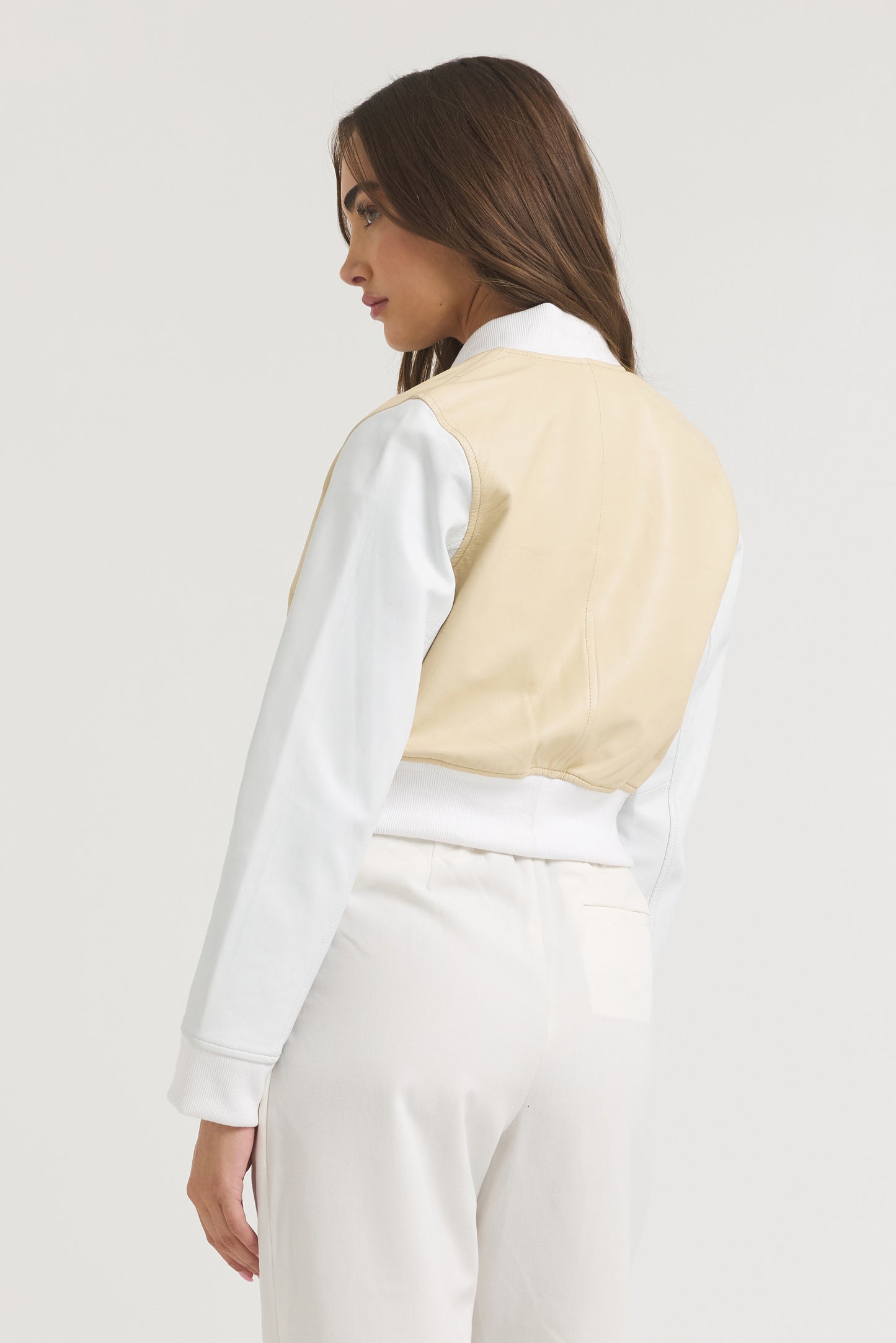 Collins Burnished Leather Jacket Butter/White