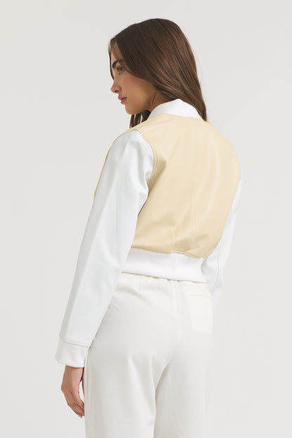 Collins Burnished Leather Jacket Butter/White