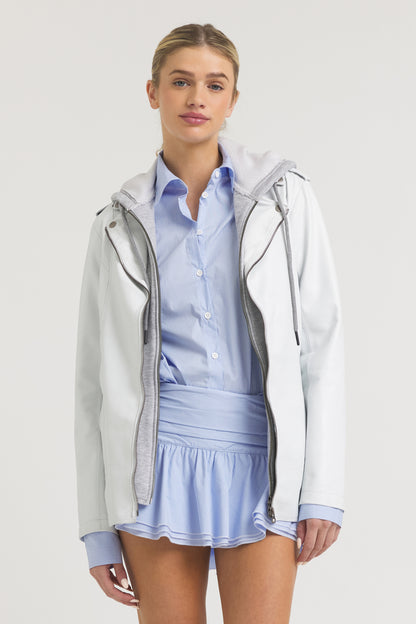 Maxi Burnished Leather Jacket White