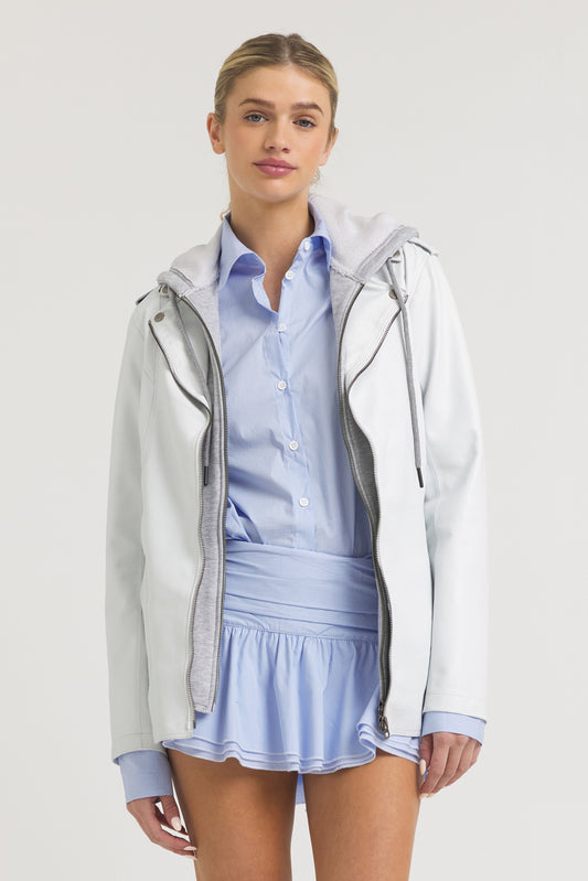 Maxi Burnished Leather Jacket White