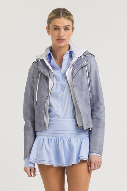 Molly Patina Leather Jacket Blueberry