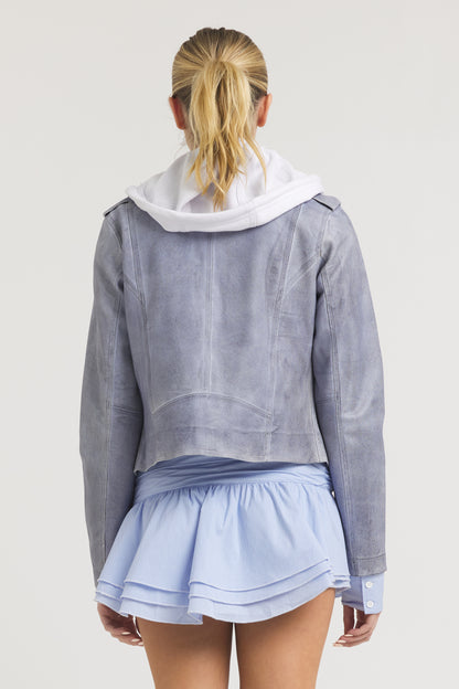 Molly Patina Leather Jacket Blueberry