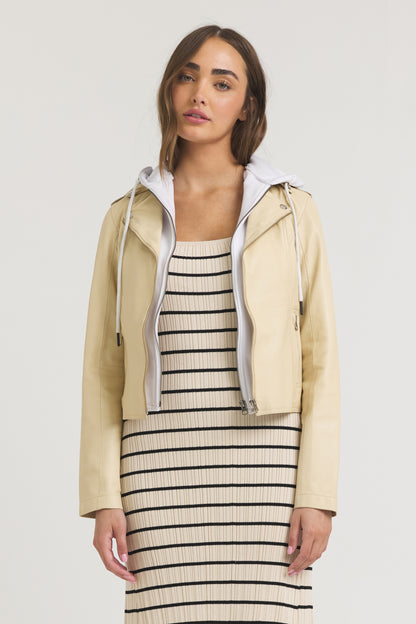 Molly Burnished Leather Jacket Butter