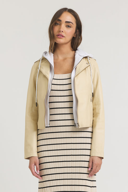 Molly Burnished Leather Jacket Butter