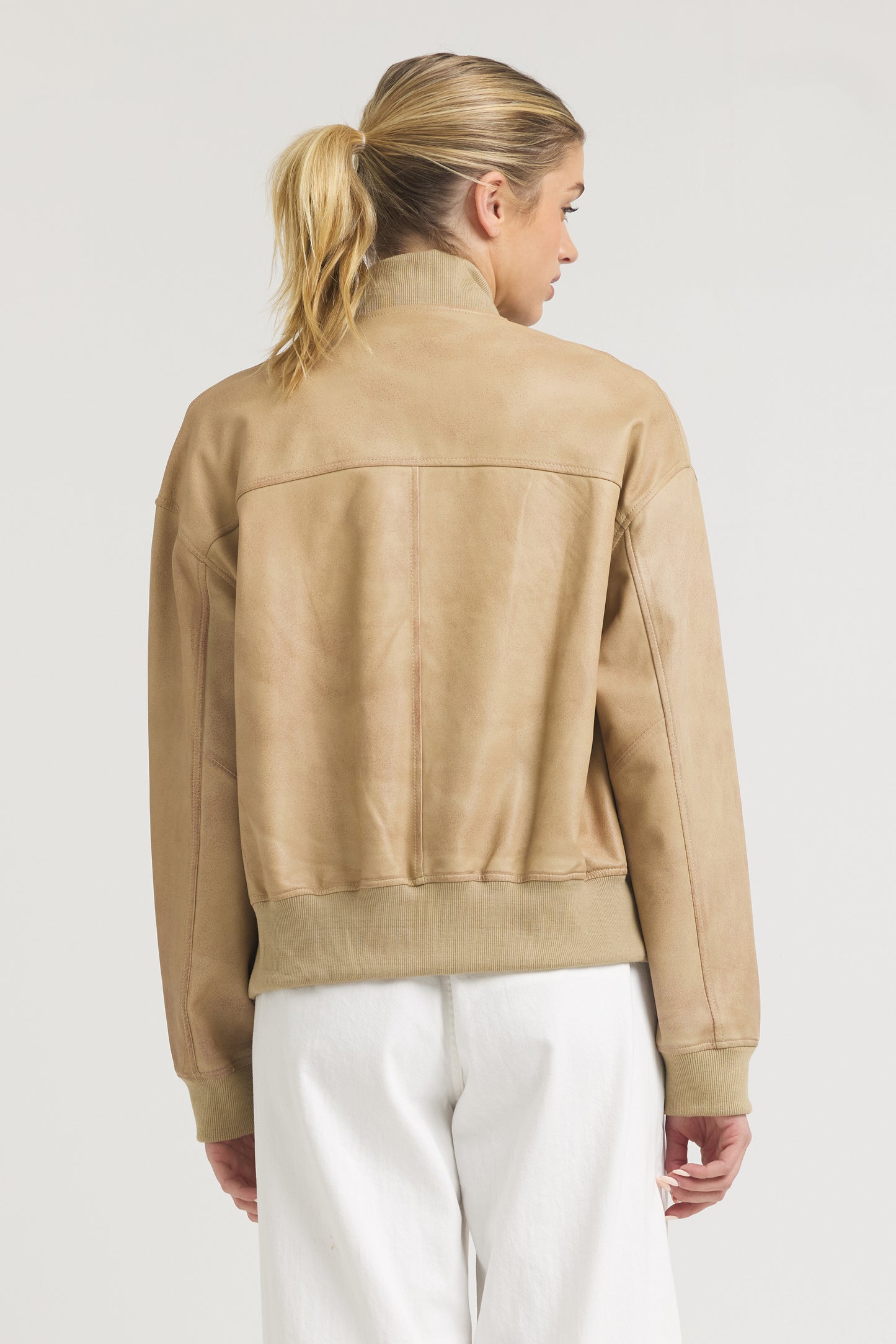 Fallon Patina Leather Jacket Sand