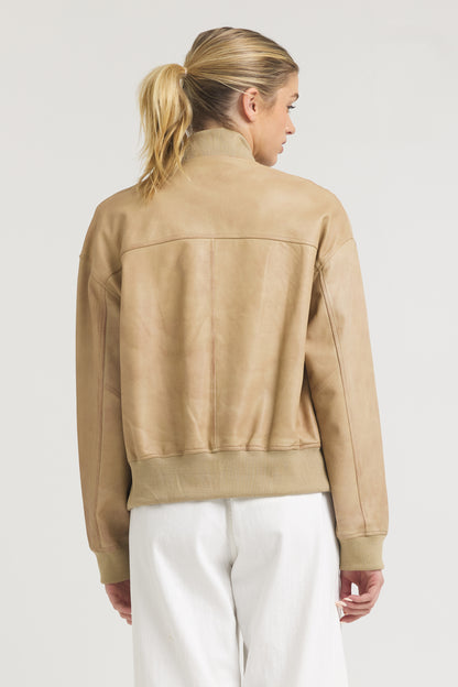 Fallon Patina Leather Jacket Sand