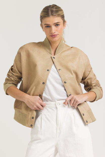 Fallon Patina Leather Jacket Sand