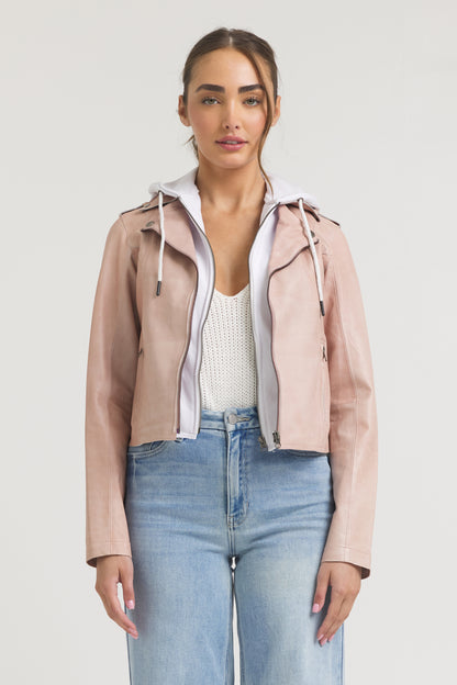 Molly Burnished Leather Jacket Petal