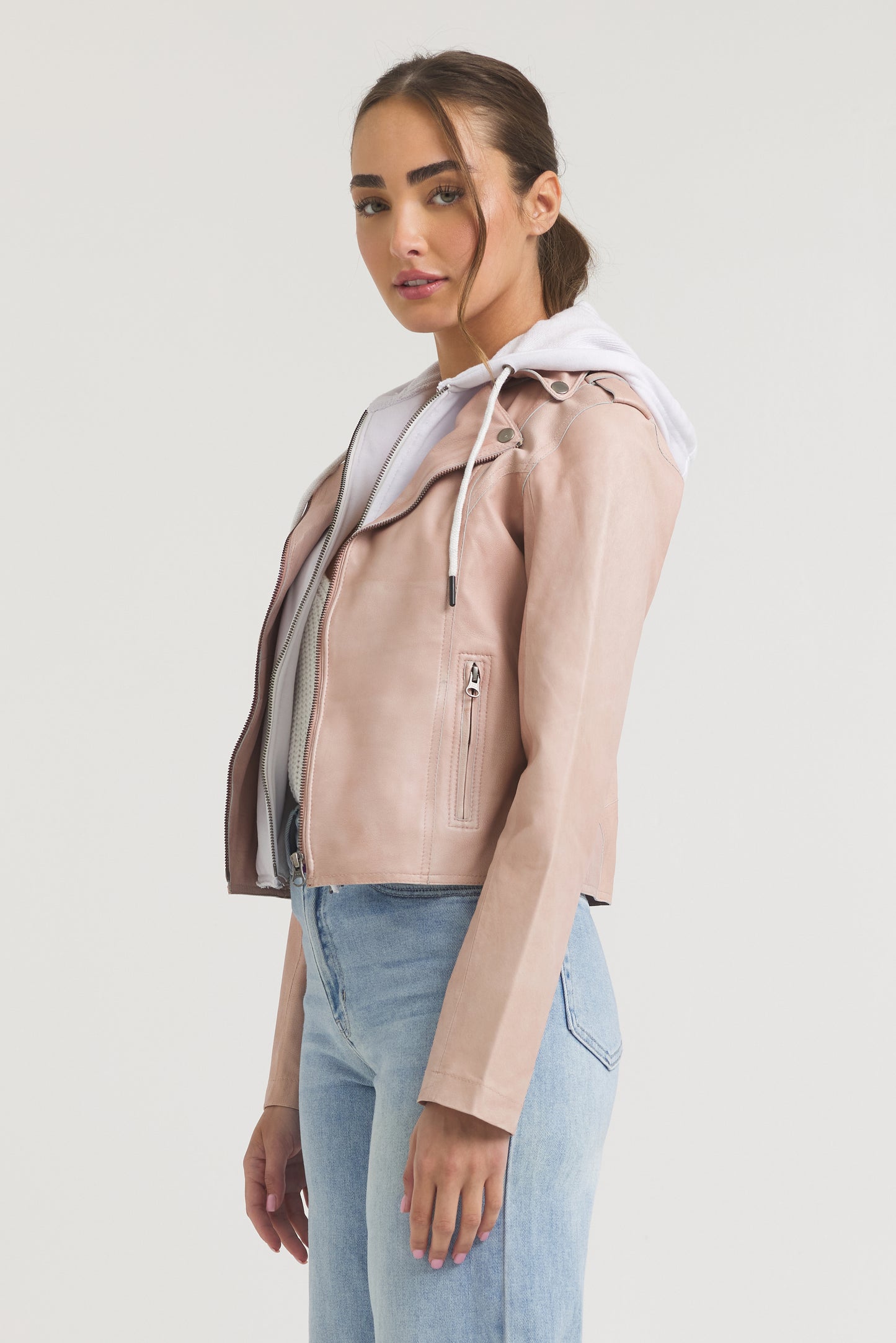 Molly Burnished Leather Jacket Petal