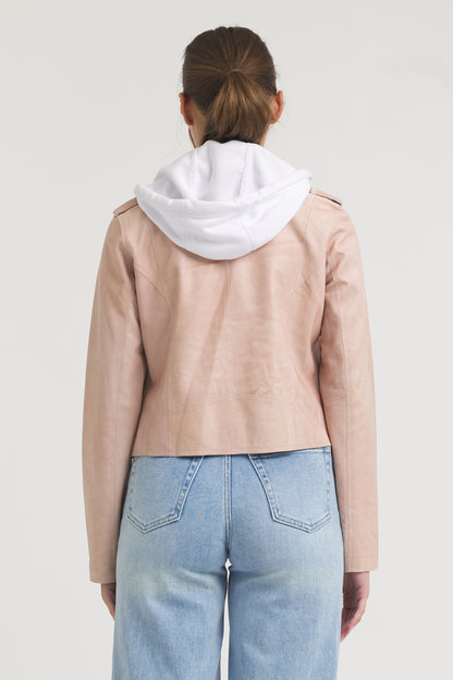 Molly Burnished Leather Jacket Petal