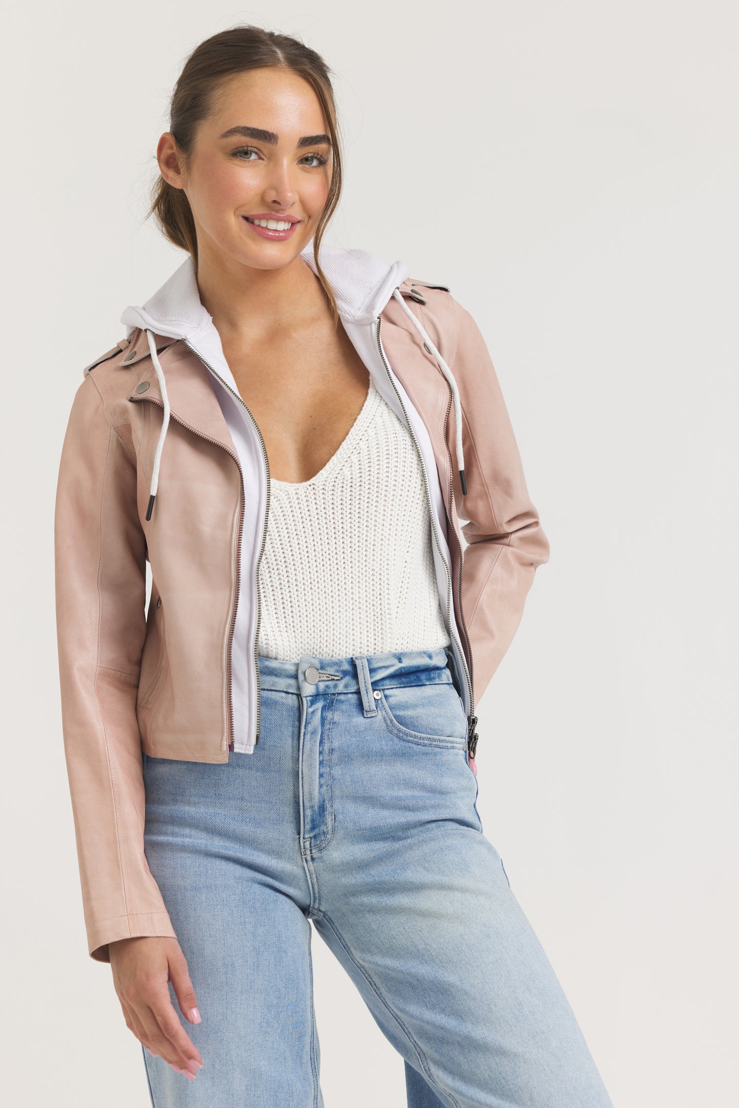 Molly Burnished Leather Jacket Petal